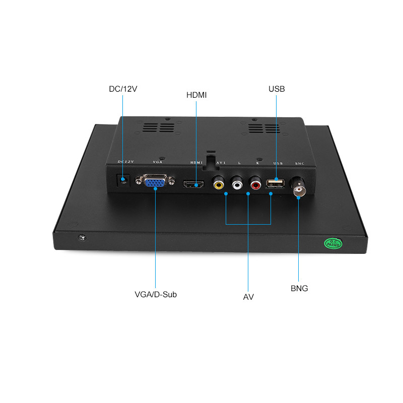 Polcd Metal Case 10 Inch Industrial LCD Monitor มัลติฟังก์ชันฝังตัวหน้าจอสัมผัส