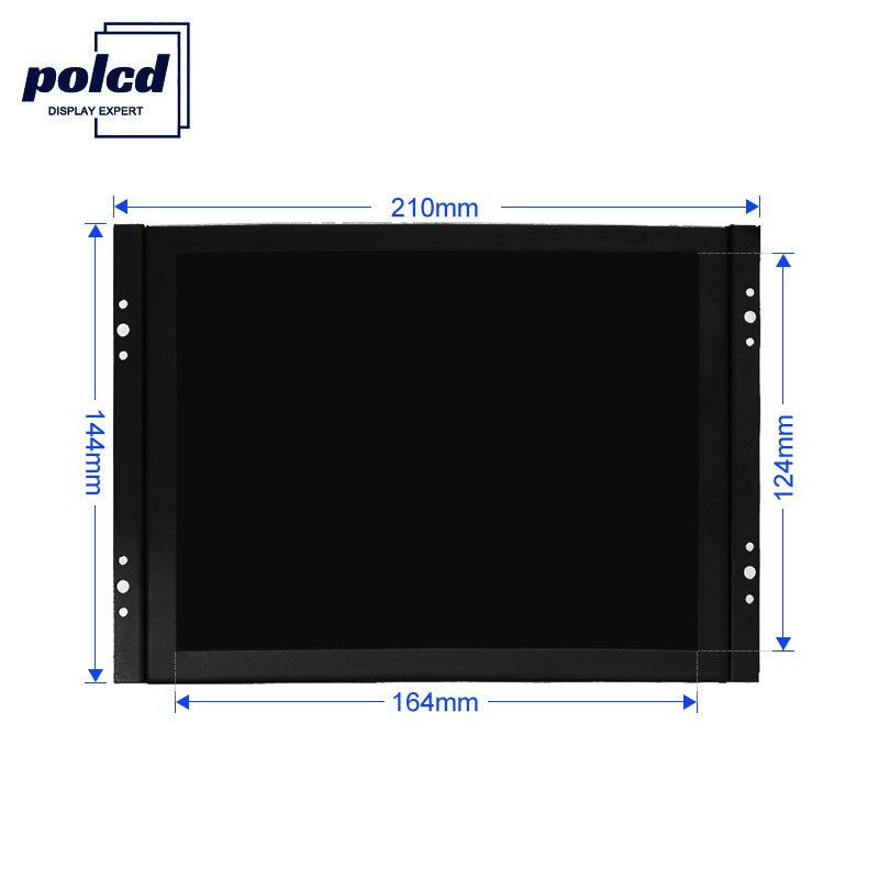 Polcd ปรับแต่ง 8 นิ้ว IPS Panel Metal Case Industrial LCD Monitor Open Frame