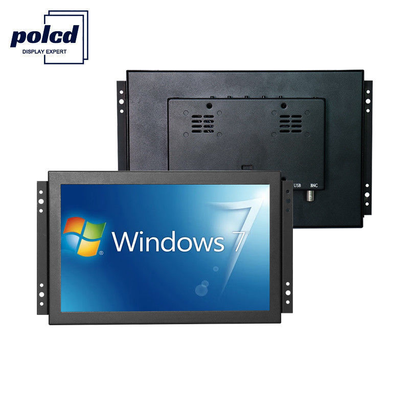 Polcd TFT LCD Display 10.1 นิ้ว Industrial Touch Screen Monitor ความสว่างสูง IP65 Black