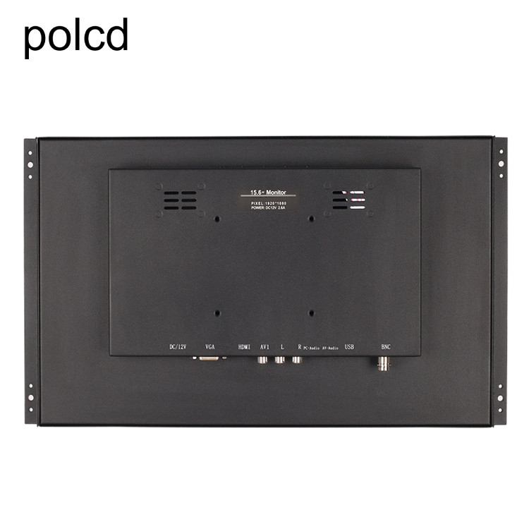 Polcd Metal Wall Mounted Embedded 15.6 Inch LCD Monitor Industrial IPS พอร์ต HDMI VGA