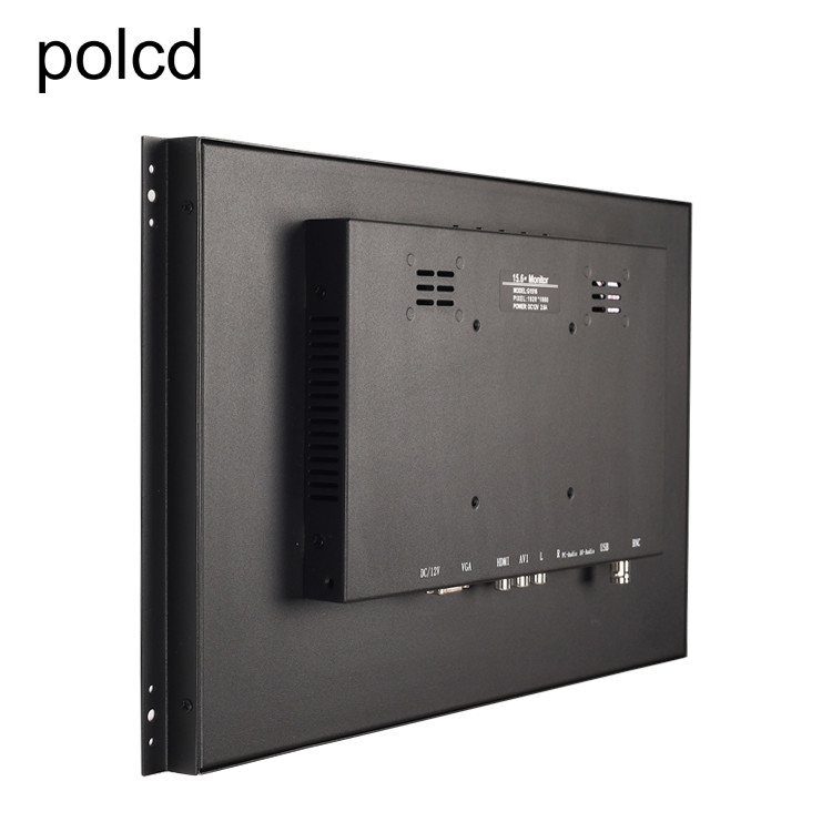 Polcd Metal Wall Mounted Embedded 15.6 Inch LCD Monitor Industrial IPS พอร์ต HDMI VGA