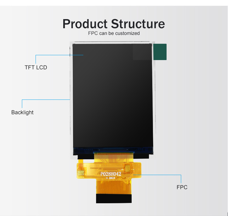 Polcd MCU 8 บิต 2.8 โมดูลจอแอลซีดี 57.6 มม. โมดูลการแสดงผลหน้าจอสัมผัส 12 0'CLOCK