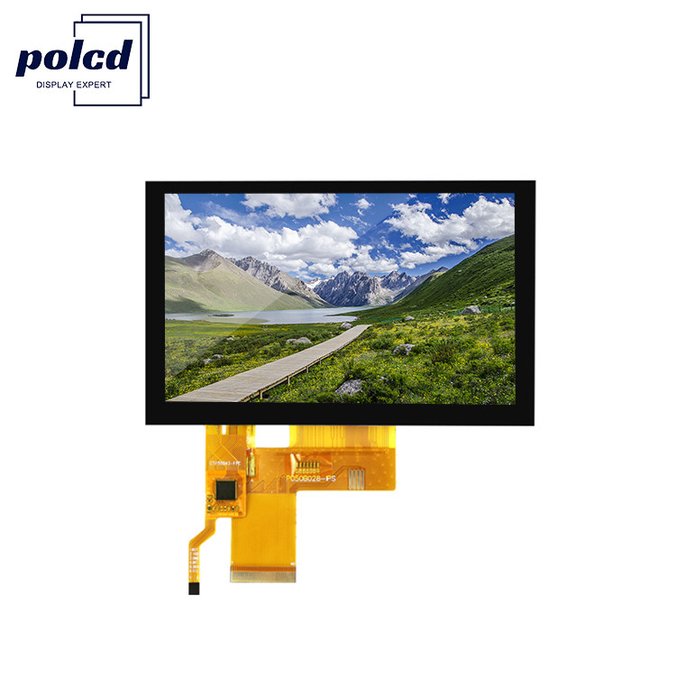 5 นิ้ว Tft Lcd Capacitive Touch Screen ความสว่างสูง 800x480 ความละเอียด Rgb Interface Ips
