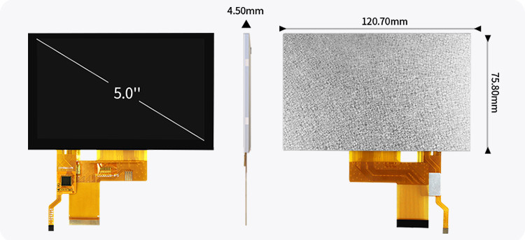 5 นิ้ว Tft Lcd Capacitive Touch Screen ความสว่างสูง 800x480 ความละเอียด Rgb Interface Ips