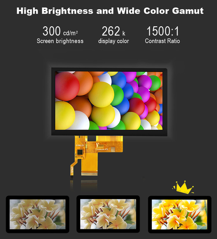 5 นิ้ว Ips Tft Lcd Display จอถ่ายทอด 24 บิต อินเตอร์เฟซ RGB 800*480 View