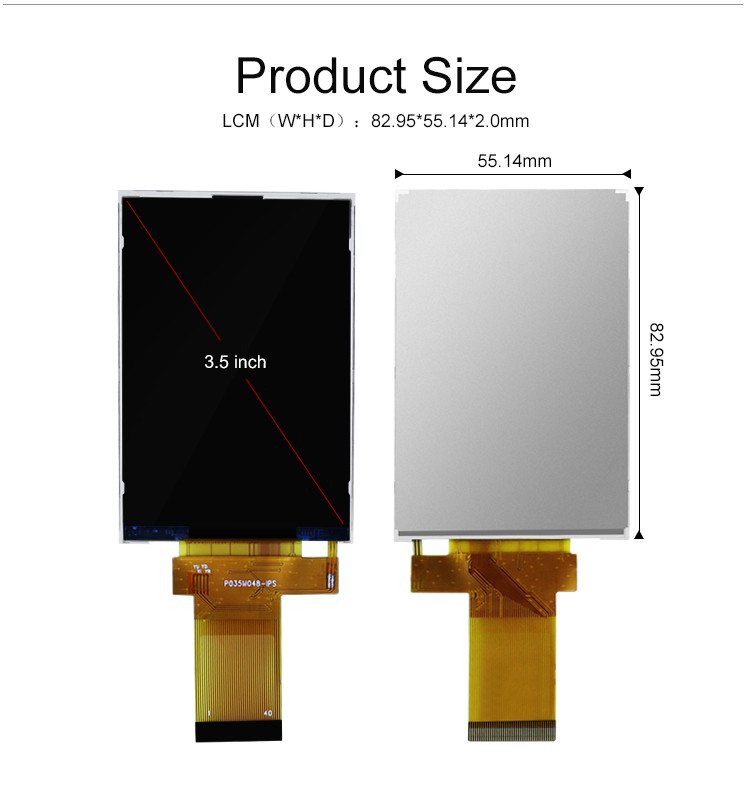 320x480 3.5 นิ้ว Tft Lcd Display 18 บิต อินเตอร์เฟซ Rgb ปานกลาง ขนาดเล็ก