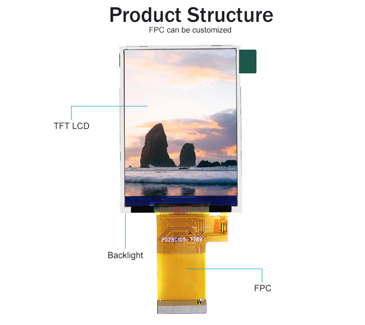Mcu 37 Pin 2.8 Inch Touch Screen Lcd Display Module พร้อมการสัมผัสความต้านทาน