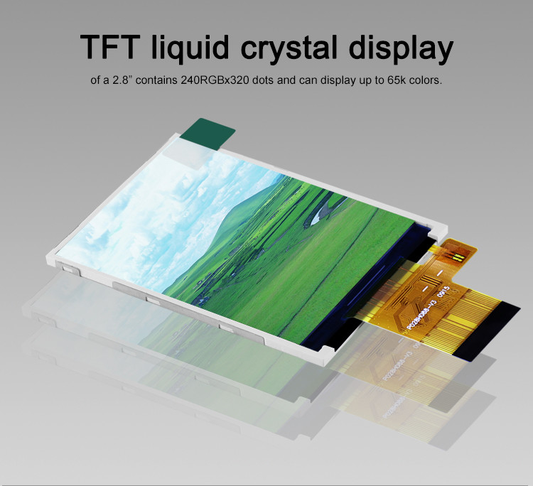 Polcd สี 265K 2.8 นิ้ว TFT Module 57.6mm ปกติ สีขาว SPI อินเตอร์เฟซ Lcd tft Module