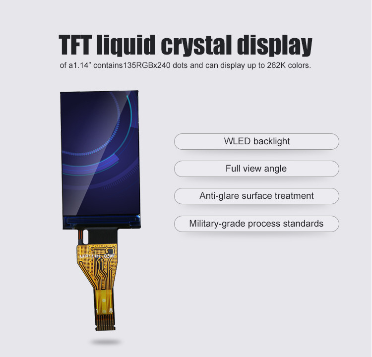 Polcd 1.14 นิ้ว 550 นิต ความสว่าง IPS Screen St7789v 135X240 Tft Display สี