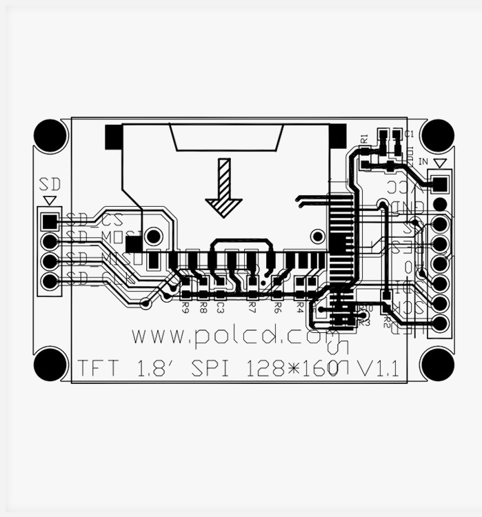 Polcd ST7262 1.77 นิ้ว 24 บิต LCD 128X160 หน้าจอสัมผัส TFT 300 Nit