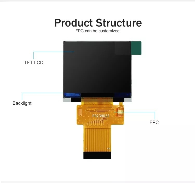 Polcd สีดํา 320*240 RGB TFT Display 18 Bit ความสว่างสูง 2.31 นิ้ว แพนล์ LCD