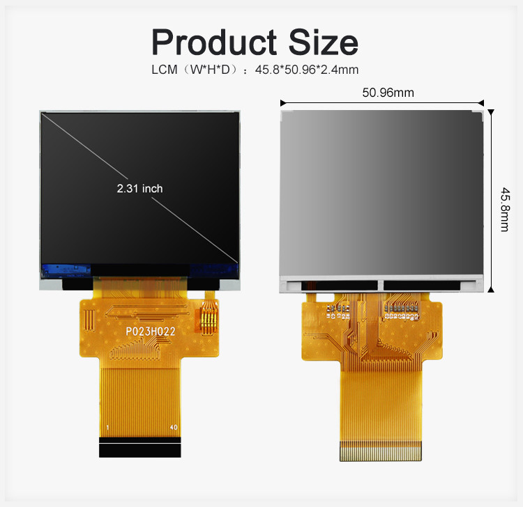 Polcd สีดํา 320*240 RGB TFT Display 18 Bit ความสว่างสูง 2.31 นิ้ว แพนล์ LCD
