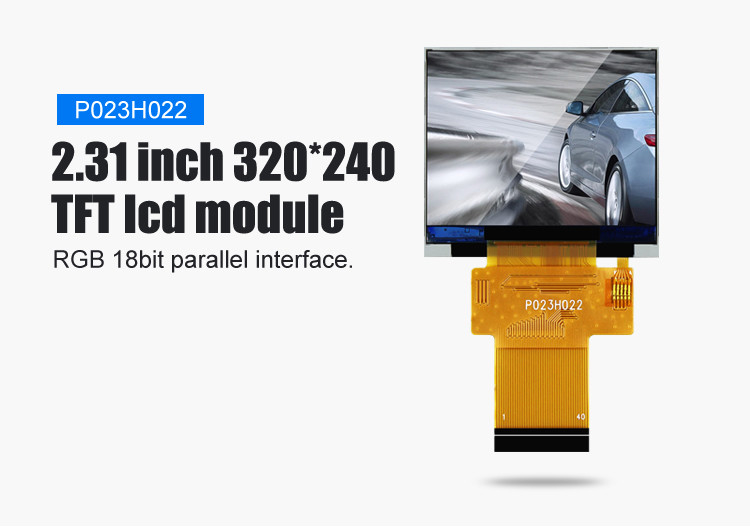 Polcd สีดํา 320*240 RGB TFT Display 18 Bit ความสว่างสูง 2.31 นิ้ว แพนล์ LCD