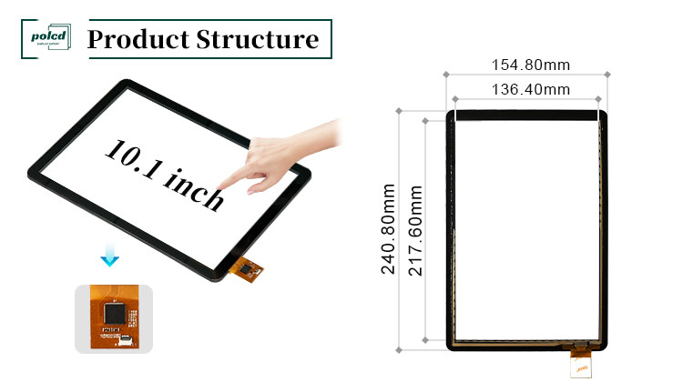 Polcd 10.1 นิ้ว GT9271 สี่เหลี่ยมทรงกระจก 800x1280 พานีลจอสัมผัสขนาดจุ สําหรับอุตสาหกรรมรถยนต์