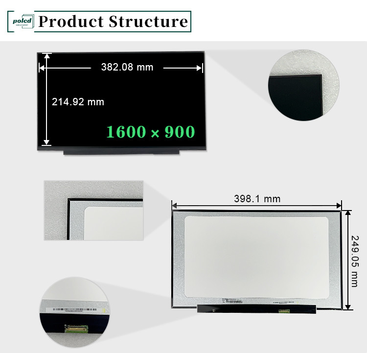 17.3 นิ้ว NT173WDM-N23 1600x900 แทรมิสซิบ eDP 60Hz 30 ปิน แผ่นจอ LCD สําหรับคอมพิวเตอร์น็อปโตป