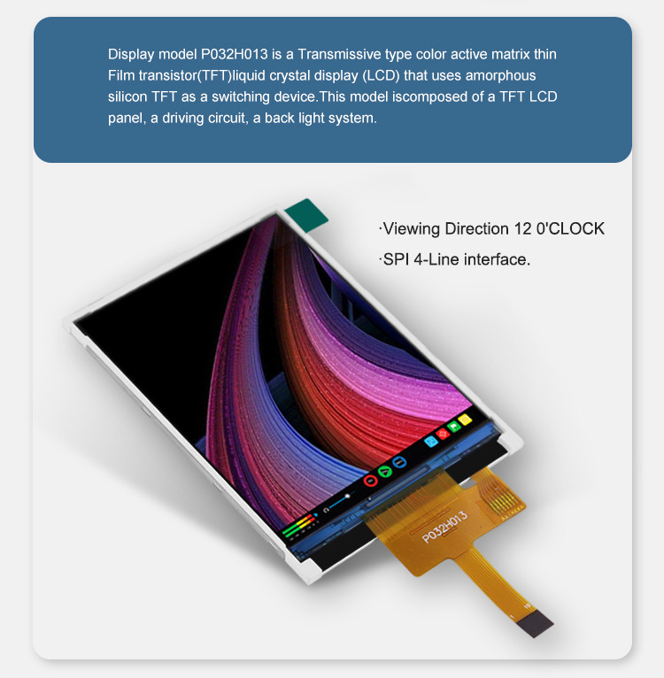 Polcd ST7789V 3.2 นิ้ว TFT LCD สี 262K จอแสดงผล TFT LCD 48.6 มม. 12 0'CLOCK