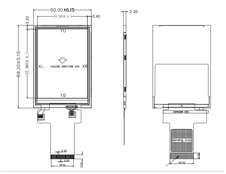 Polcd 12 0'CLOCK 240x320 2.8 นิ้ว Ili9341v 16 บิตหน้าจอสัมผัส TFT