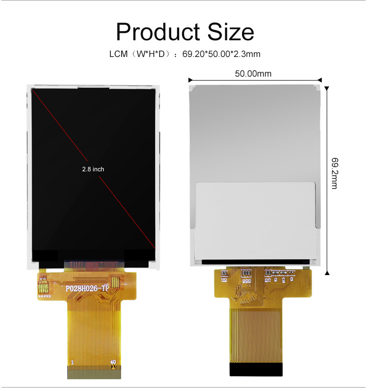 Polcd 12 0'CLOCK 240x320 2.8 นิ้ว Ili9341v 16 บิตหน้าจอสัมผัส TFT