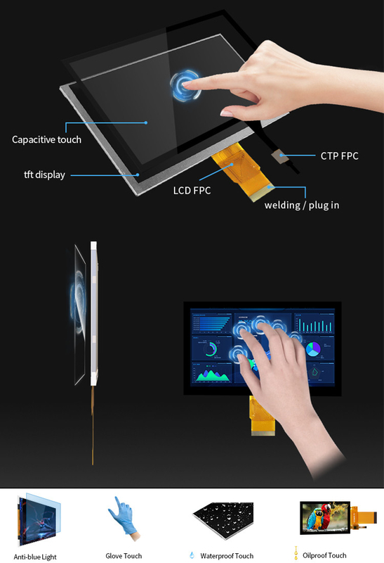 Polcd 7''Tft LCD Panel 800x480 Capacitive Touch Screen อินเตอร์เฟซ RGB 7 นิ้ว LCD โมดูล ดิสเพลย์