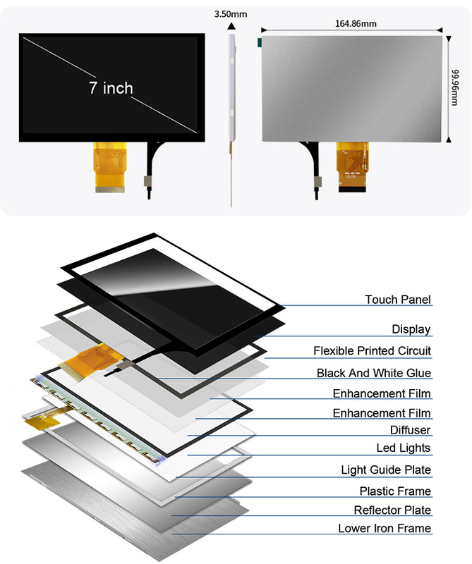 Polcd 7''Tft LCD Panel 800x480 Capacitive Touch Screen อินเตอร์เฟซ RGB 7 นิ้ว LCD โมดูล ดิสเพลย์
