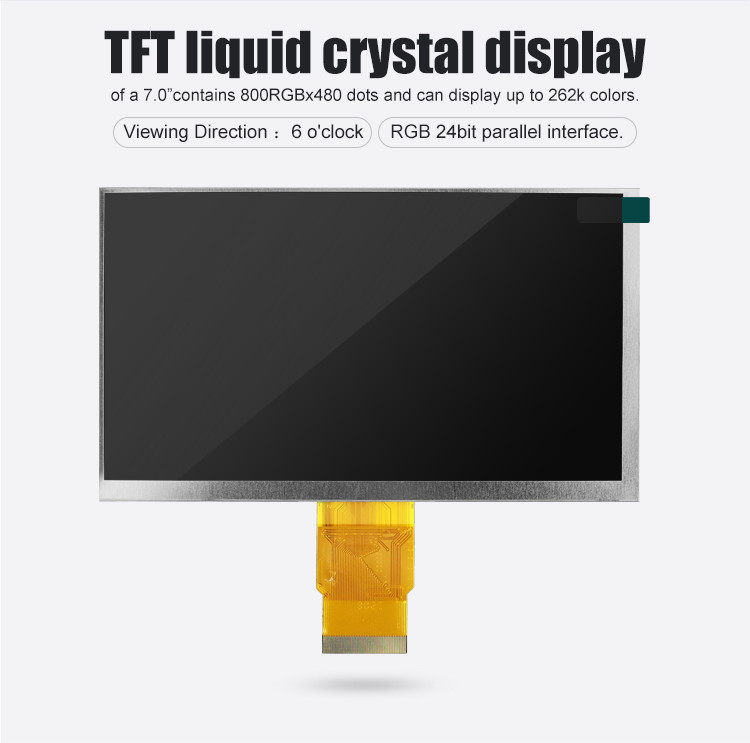 Polcd 7 นิ้ว Tft Module 800X480 ความสว่างสูง IPS Screen อินเตอร์เฟซ RGB แพเนลสัมผัสจุ 7