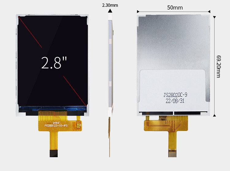 Polcd LCD ขนาดเล็ก 2.8' 240x320 อุตสาหกรรม IPS สีจอเต็มภาพ 2.8 นิ้ว ท่าขนาน TFT LCD Display