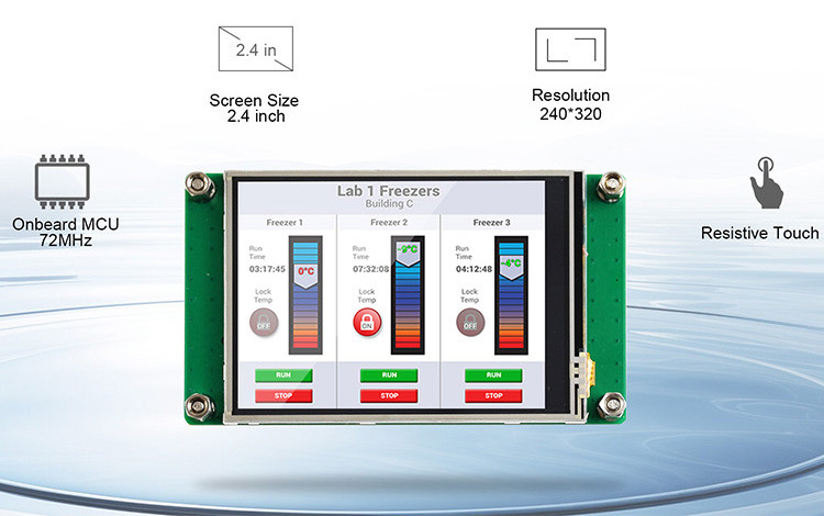 Polcd 2.4 นิ้ว Tft Lcd Module 240*320 Hmi Uart Port Smart Lcd Display อุตสาหกรรมความต้านทานจอสัมผัส