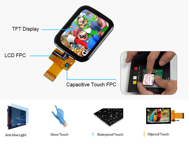 Polcd หน้าจอสัมผัส 1.69 นิ้ว Lcd Display 240x280 SPI อินเตอร์เฟซ โมดูล TFT ขนาดเล็ก