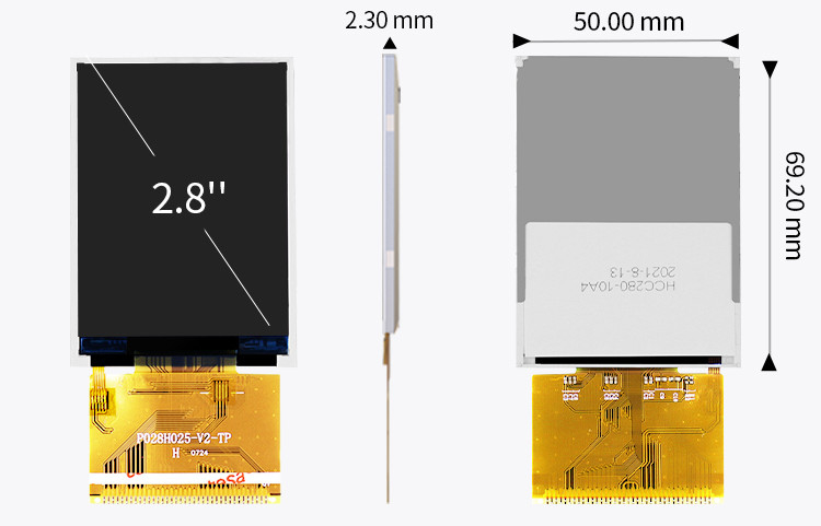 Polcd ความละเอียด 240X320 2.8 นิ้ว Spi TFT Lcd Ili9341V RoHS หน้าจอสัมผัส TFT