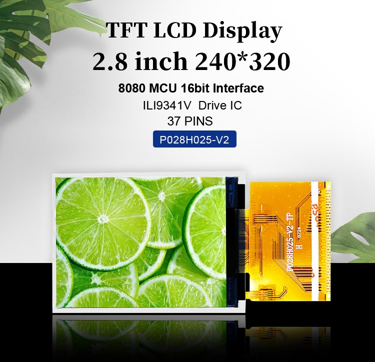 Polcd RoHS 2.8 นิ้ว HD TFT Display 8080 MCU 16 บิต TFT LCD Display