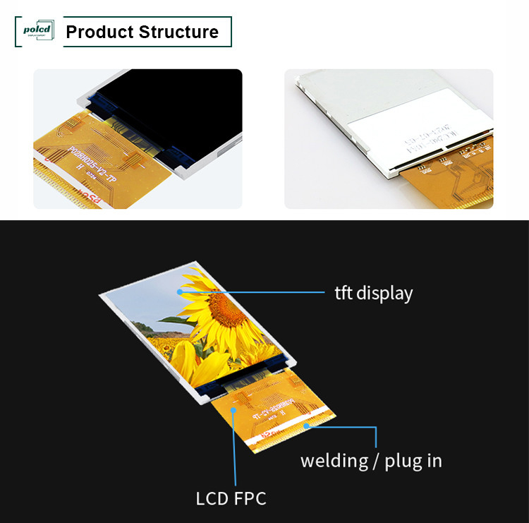 Polcd RoHS 2.8 นิ้ว HD TFT Display 8080 MCU 16 บิต TFT LCD Display