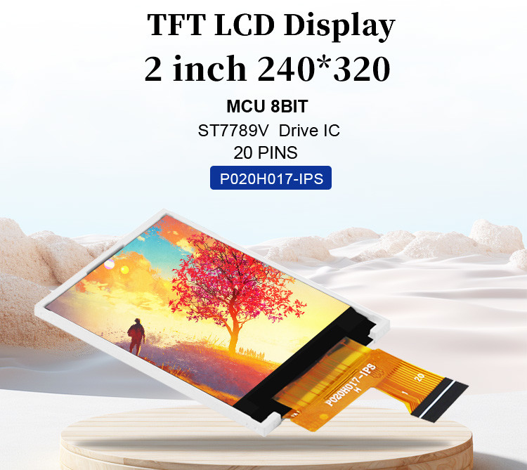 Polcd MCU 8 BIT 2 นิ้ว TFT Display 30.6mm IPS TFT LCD Display