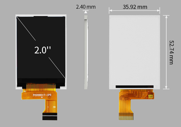 หน้าจอ LCD Polcd 262K 2.4 มม. 2 นิ้ว ST7789V IPS TFT LCD แสดงผล 240X320