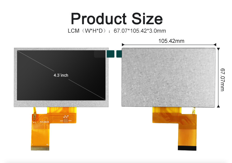 Polcd ST7262E43 จอแสดงผล TFT LCD ขนาดเล็ก RGB 24 บิต 4.3 นิ้ว TFT Lcd 800x480
