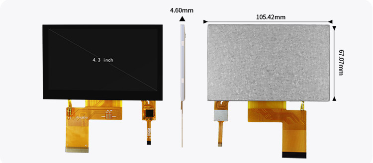 Polcd ST7262E43 4.3 นิ้วจอแสดงผล TFT LCD 280 Nit LCD แผงสัมผัส 800X480