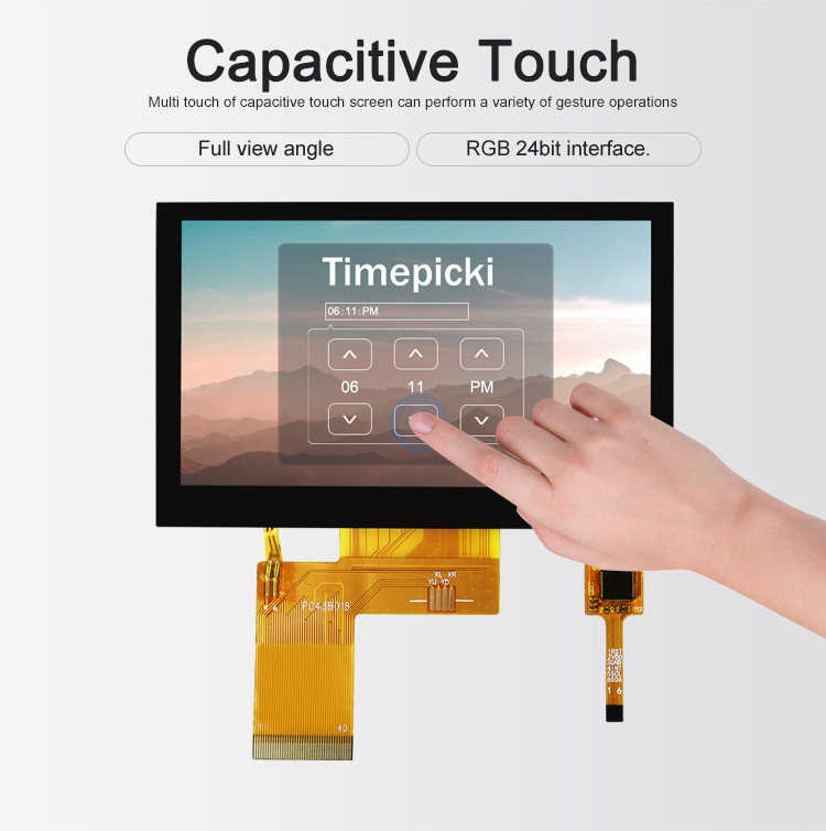 Polcd ST7262E43 4.3 นิ้วจอแสดงผล TFT LCD 280 Nit LCD แผงสัมผัส 800X480