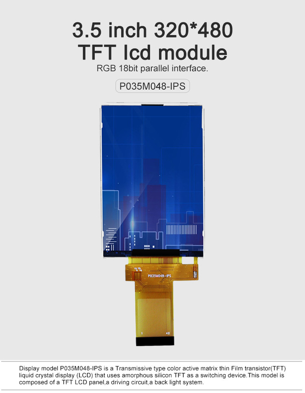 Polcd 18 BIT RGB IPS TFT LCD จอแสดงผล 320X480 พิกเซล TFT LCD 3.5