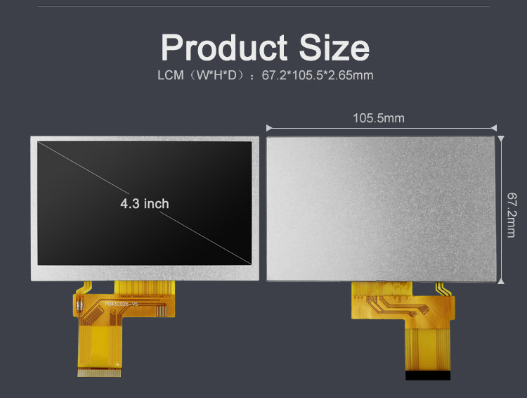 Polcd 4.3 นิ้ว TFT LCD 480x272 ความละเอียด อินเตอร์เฟซ RGB 4.3 