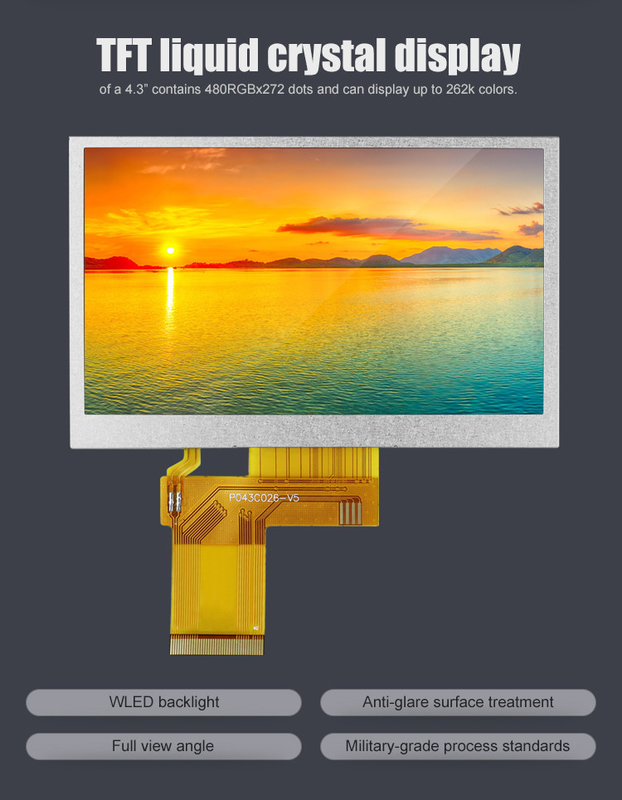 Polcd Custom 4.3 นิ้ว 480*272 สี RGB 8 บิต ILI6485 ไดรฟ์ 40pin 4.3' TFT LCD Module
