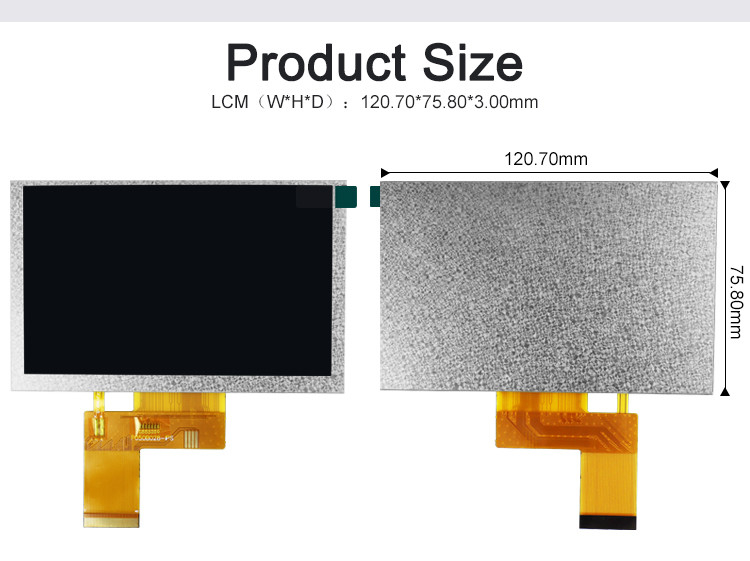 Polcd 800x480 5 นิ้ว ตารางรูปแบบจอ LCD IPS ดูมุมจอ LCD 40pin ST7262 ดริเวอร์ TFT โมดูล