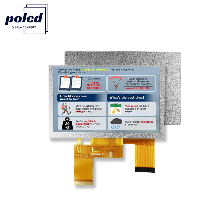 Polcd 5 นิ้ว TFT Display 800x480 RGB 24 บิต อินเตอร์เฟซ IPS มุมชมเต็ม มodule LCD ความละเอียดสูง