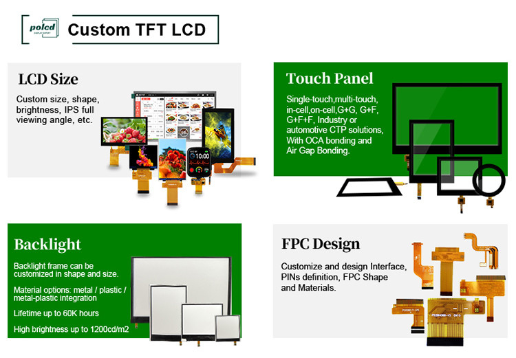 Polcd 240x320 Led Backlit Tft Lcd Display 2.4 นิ้ว LCM 260 ไนท์ ความสว่าง Lcm แพเนล