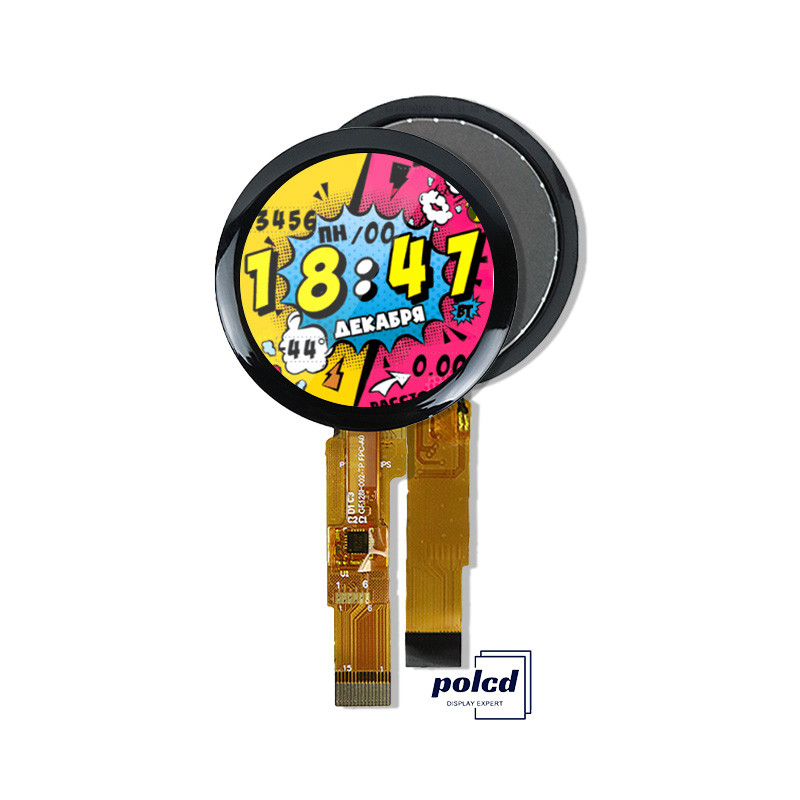 Polcd 1.28 นิ้ว IPS วงกลมจอ LCD ความละเอียด 240xRGBx240 โมดูล LCD TFT ที่กําหนดเองสําหรับนาฬิกาสมาร์ท