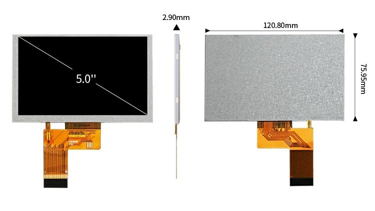 Polcd 5.0 นิ้ว TFT LCD Panel 800*480 ความละเอียด 500nits RGB Interface 5
