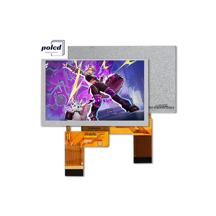 Polcd 5 นิ้ว TFT LCD 800x480 500nits ความสว่าง RGB 24 บิต อินเตอร์เฟซ มอกลูมจอ IPS