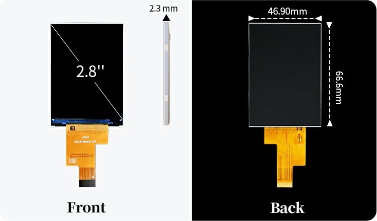 Polcd 2.8 นิ้ว IPS มุมชมทั้งหมด TFT 480 * 640 ความละเอียด 20 Pin ST7701S ic LCD Display Module
