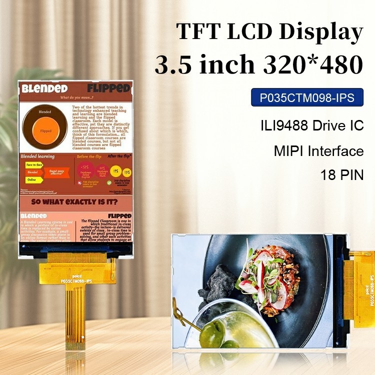 Polcd 3.5 นิ้ว IPS มุมการดู 320x480 TFT Display มิพี อินเตอร์เฟส 3.5'