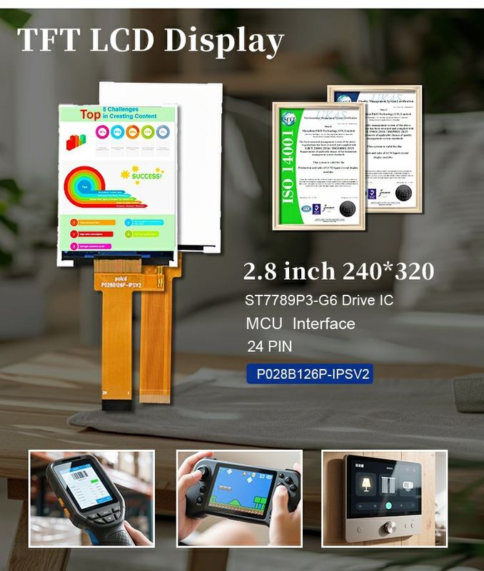 Polcd 2.8 นิ้ว ความละเอียด 240*320 TFT LCD กับ ST7789P IC อินเตอร์เฟซ 24 ปิน 2.8