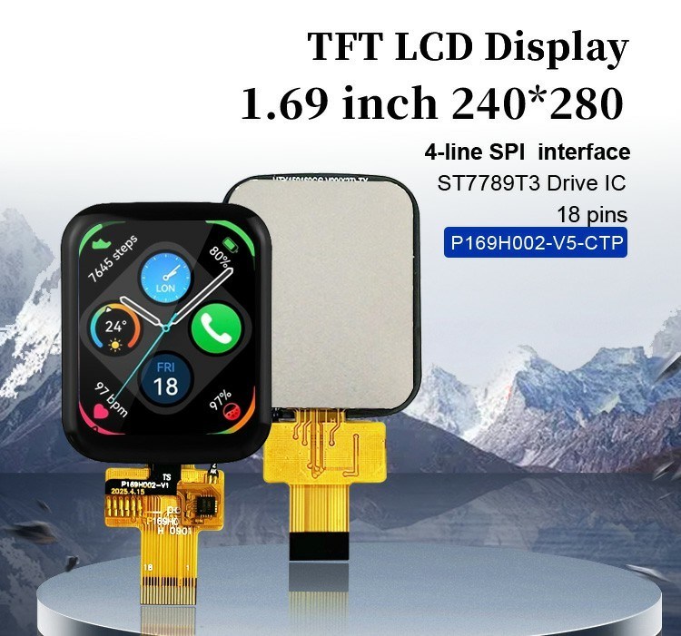 Polcd 1.69 นิ้ว 240x280 TFT Display Module ตารางจอสัมผัส LCD สําหรับนาฬิกาสมาร์ท
