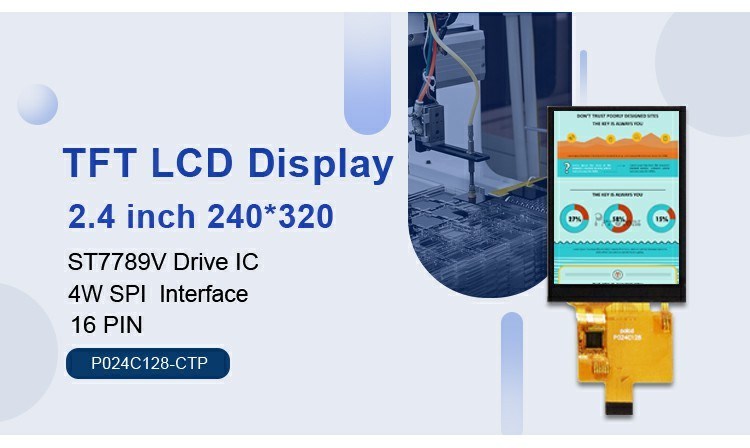 Polcd 2.4 นิ้ว สายส่ง 240x320 ความสว่าง 260 คนขับ ic ST7789V อินเตอร์เฟส 4 เส้นลําดับ TFT LCD